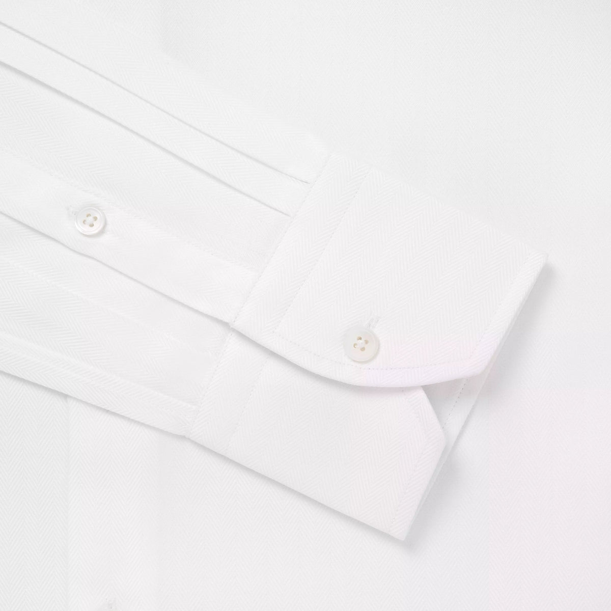 White Slim Fit Twill Herringbone Formal Shirt