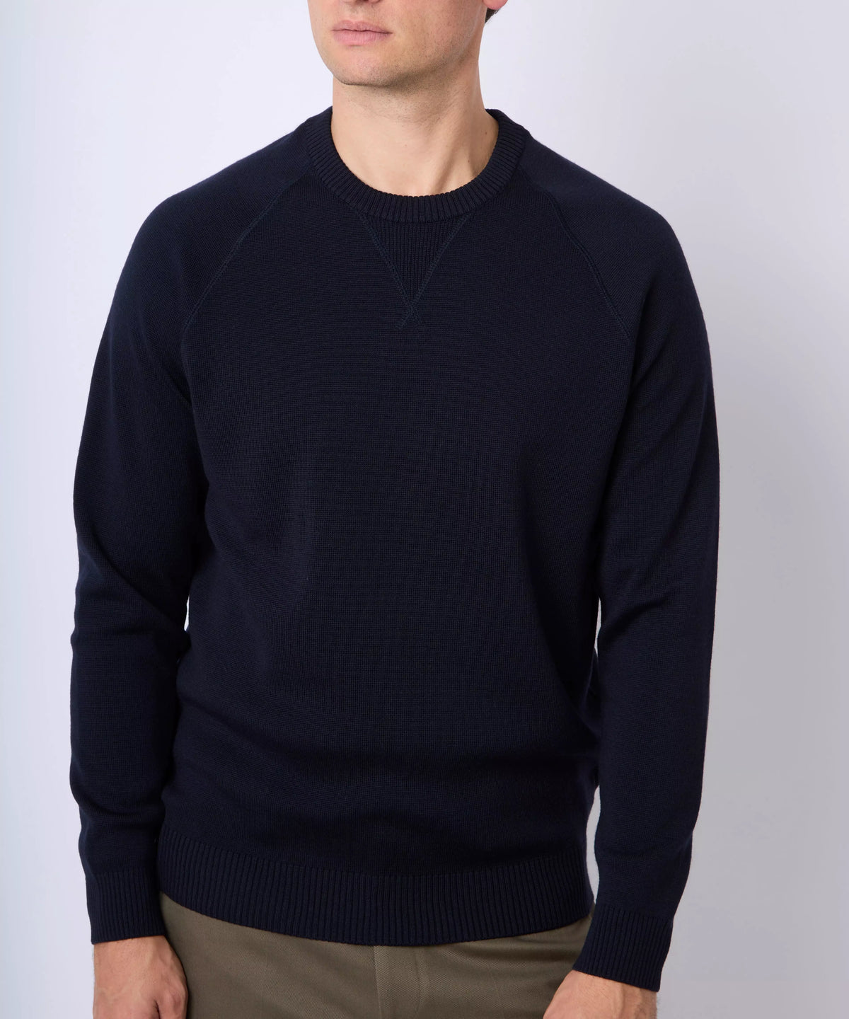 Navy Blue Knitted Crew Neck Sweatshirt