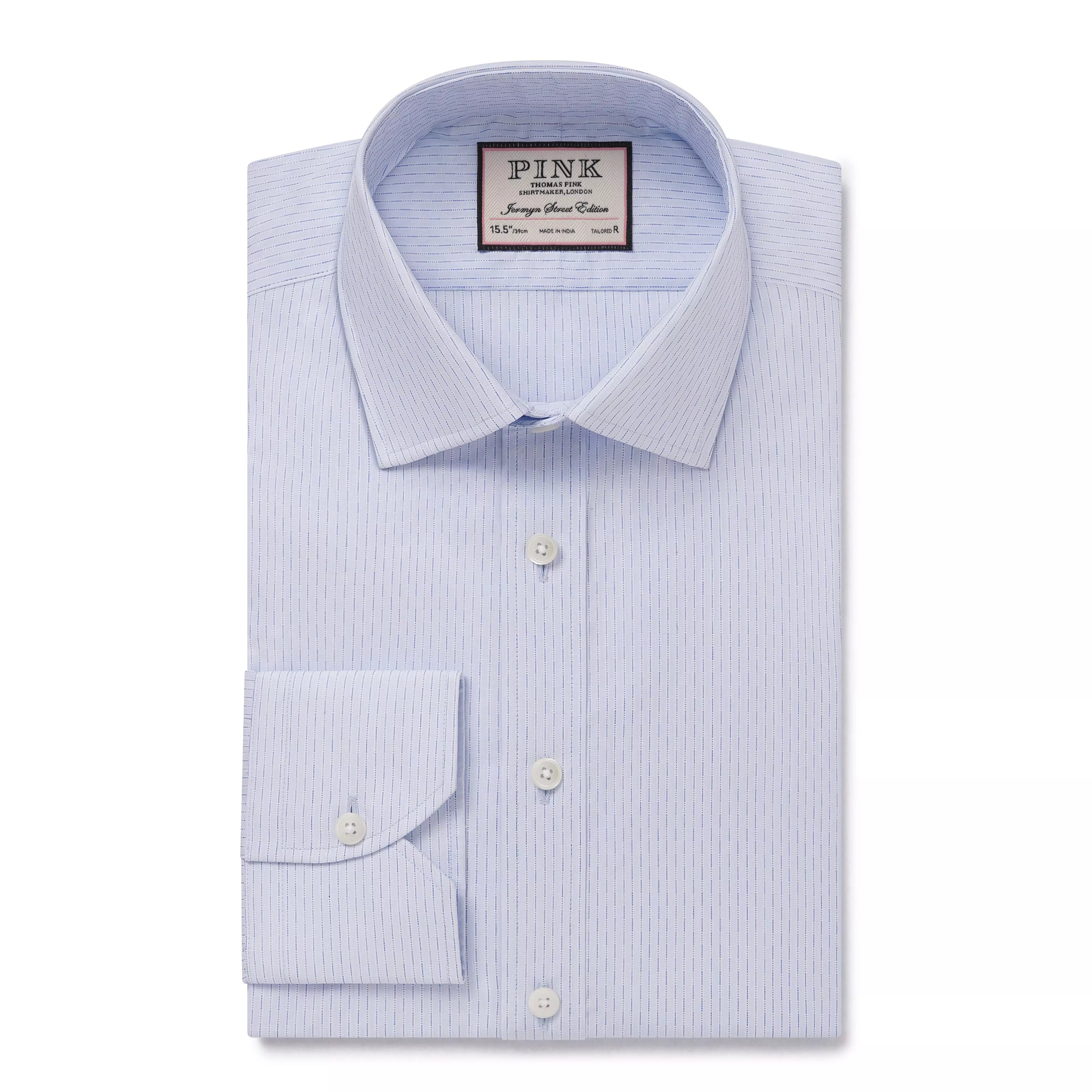 Pale & Blue Tailored Fit Formal Dobby Broken Stripe Shirt