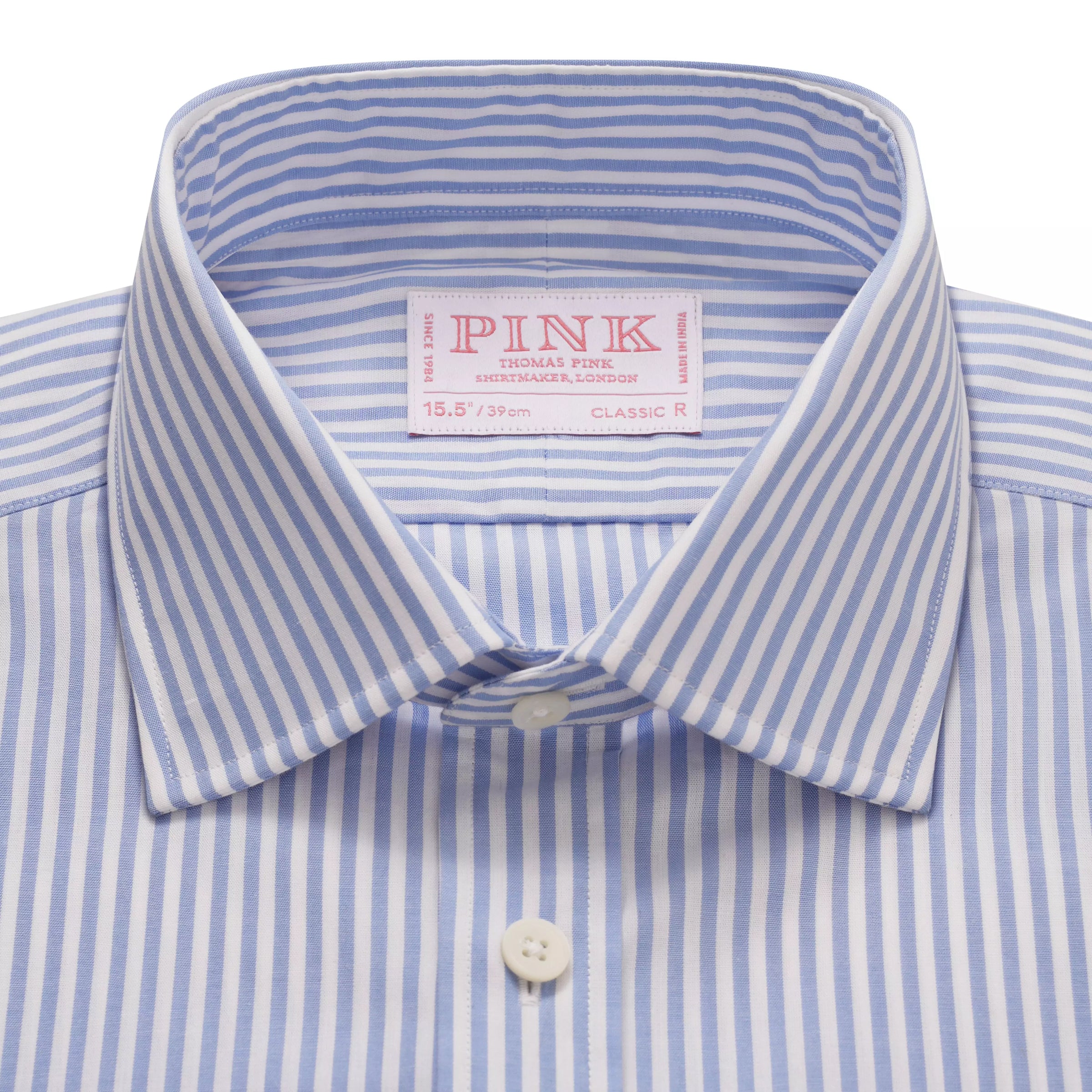 Blue & White Classic Fit Double Cuff Panama Stripe Formal Shirt