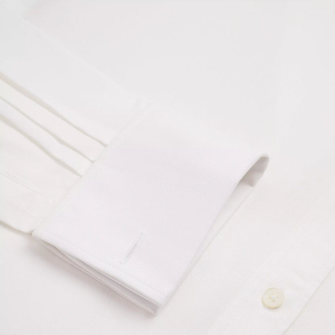 White Classic Fit Double Cuff Cotton Oxford Formal Shirt